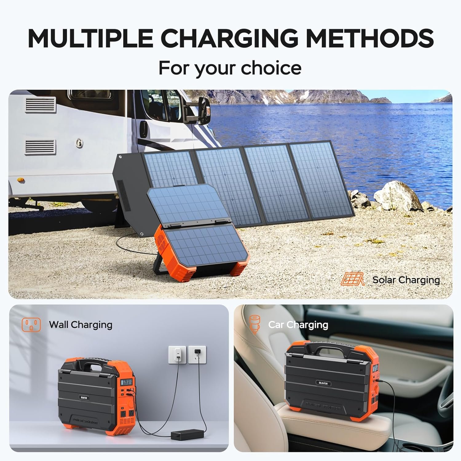 BLAVOR Portable Power Station 1600W (Peak 3200W), Built-in Solar Panel, 1024Wh LiFePO4 Battery, 100W USB-C Fast Charge, Solar Generator for Home Backup, Camping, Power Outages & RV - Image 5