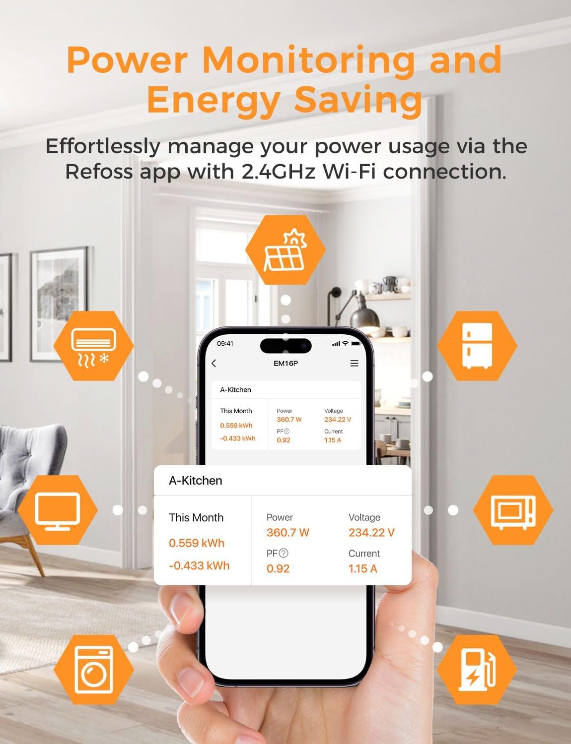 Refoss Smart Home Energy Monitor with Open API, Home Assistant, No Cloud | 16 60A Circuit Sensor, Real Time Electricity Usage Monitor, Power Consumption Meter, Solar Metering, ETL Certified, EM16P - Image 6