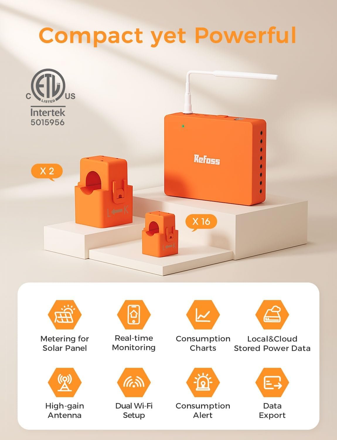 Refoss Smart Home Energy Monitor with Open API, Home Assistant, No Cloud | 16 60A Circuit Sensor, Real Time Electricity Usage Monitor, Power Consumption Meter, Solar Metering, ETL Certified, EM16P - Image 8
