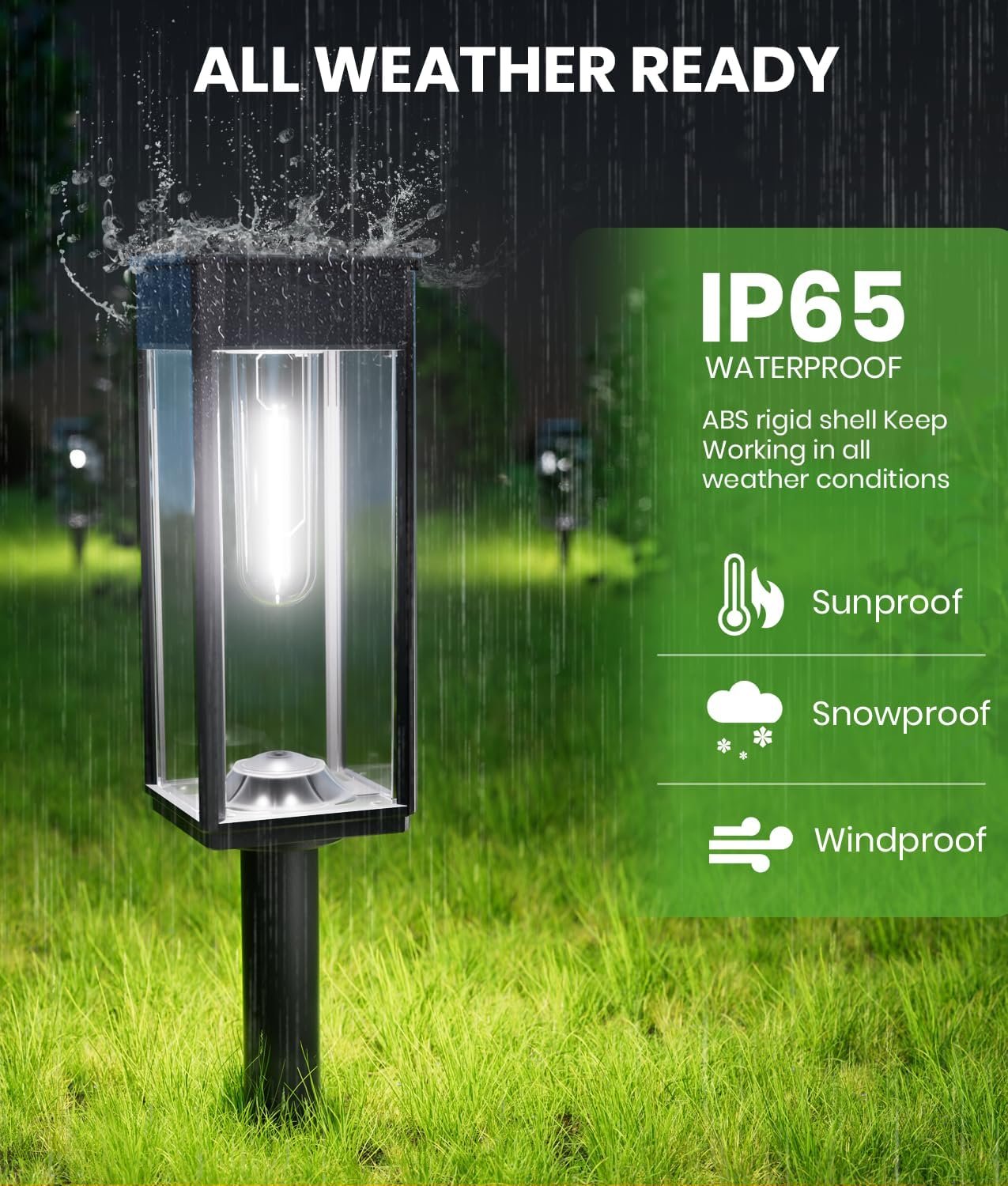 BITPOTT Bright Solar Lights Outdoor Waterproof IP65, 4 Pack Pathway Lights Solar Powerd, Auto On/Off Solar Outdoor Lights for Path, Yard, Landscape, Lawn, Patio, Walkway, Driveway, Garden Decor - Image 5