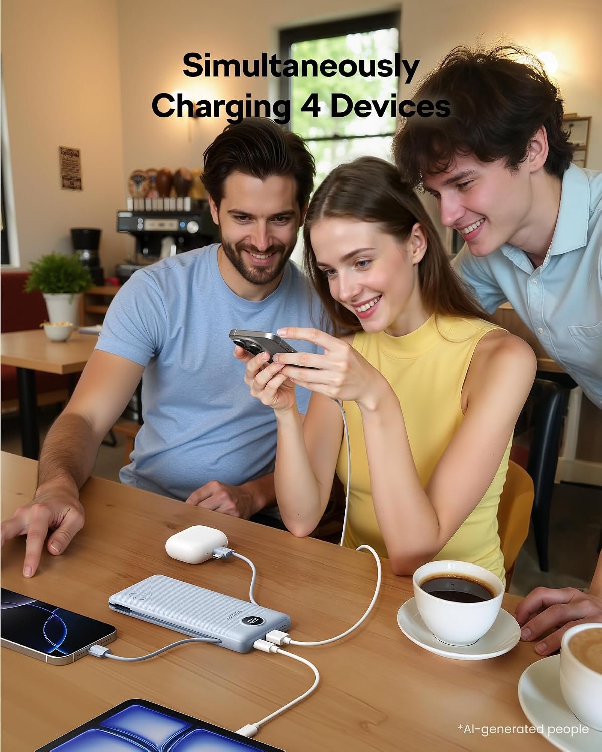 VEGER Portable Charger, 10000mAh Power Bank Built in Wall Plug and Cables | Ultra Slim, Charging 4 Devices Once, Travel Essentials, USB C Battery Pack for iPhone, iPad, Samsung, Android, Purple - Image 3