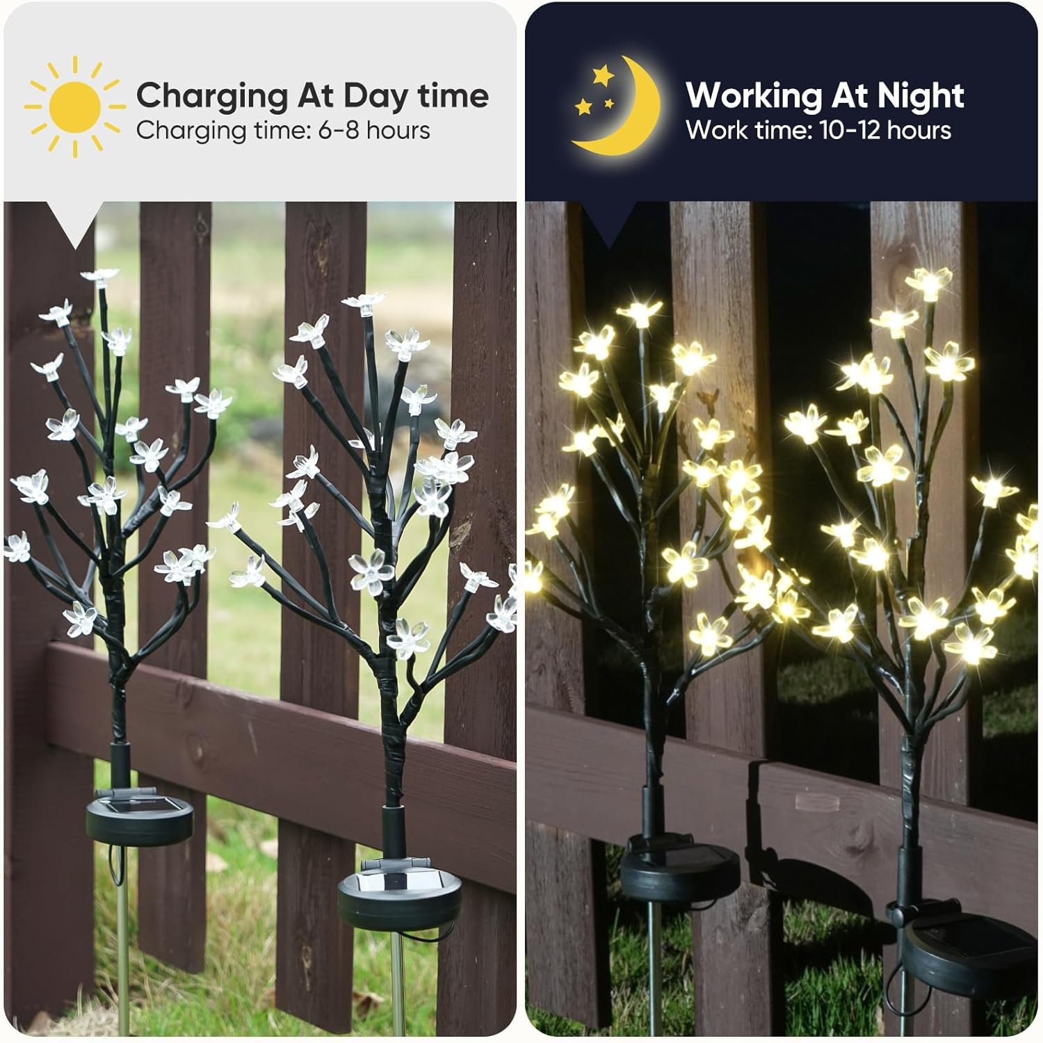 6 Pack Solar Lights Outdoor Waterproof, Garden Lights Solar Flowers | 2 Modes 120LED, Fairy Garden Decor for Outside, Yard, Patio, Pathway, Lawn Decorations, Gardening Gifts for Women Mom - Image 3