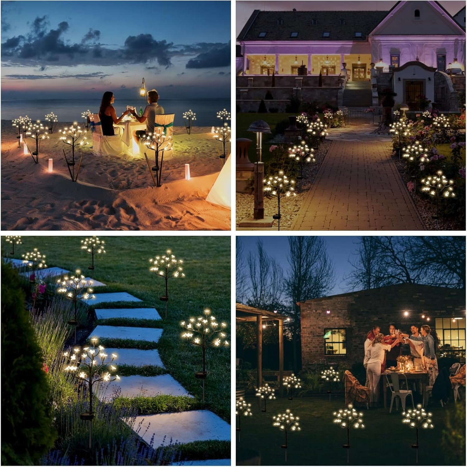 6 Pack Solar Lights Outdoor Waterproof, Garden Lights Solar Flowers | 2 Modes 120LED, Fairy Garden Decor for Outside, Yard, Patio, Pathway, Lawn Decorations, Gardening Gifts for Women Mom - Image 6