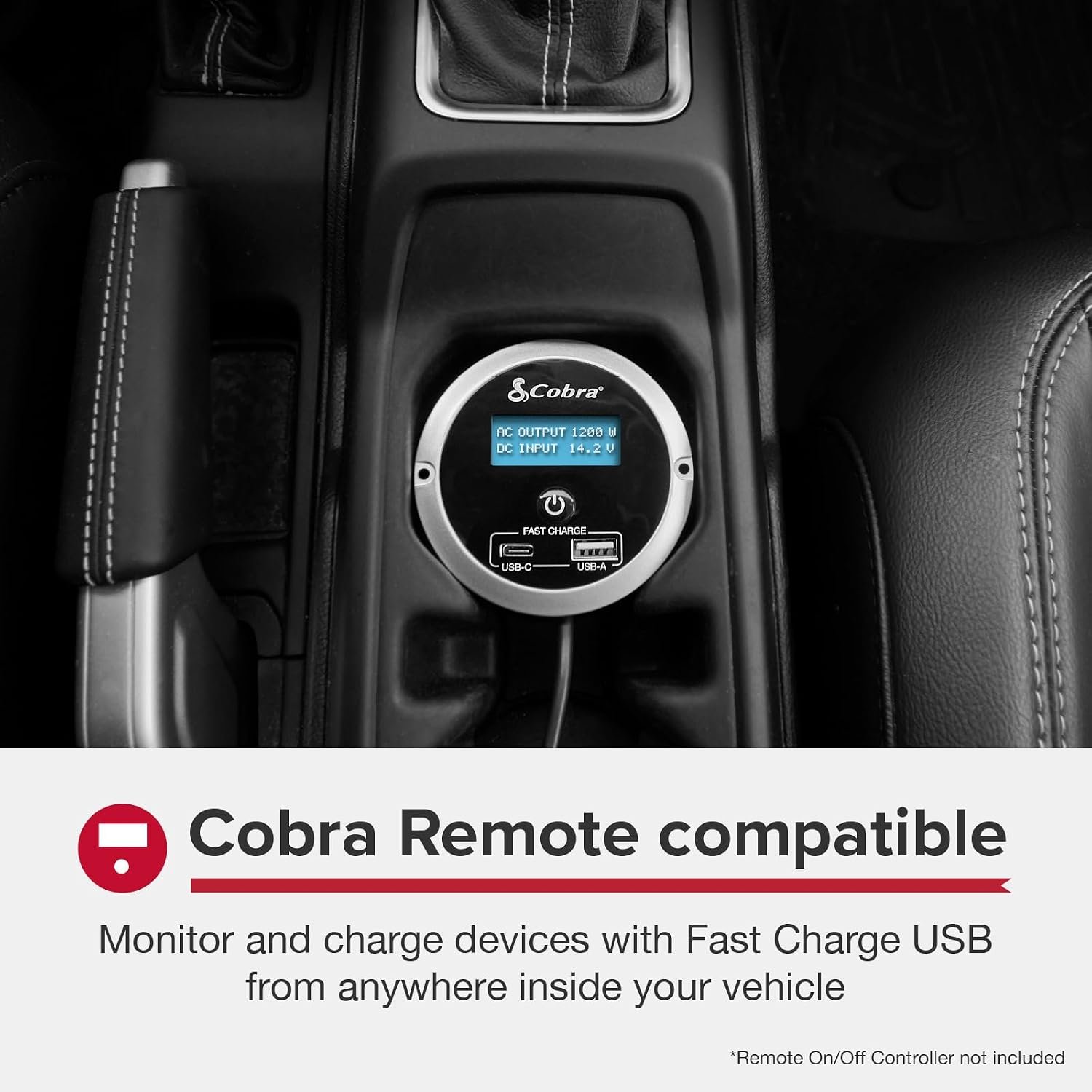 Cobra PRO 2500W Professional Grade Power Inverter, Portable – 2500-Watt Car Charger, 4 Grounded AC Outlets, 2 Fast Charge USB Ports and Remote Controller (CPIALCDG1) Compatible | 2500-Watt Car Charger, 4 Grounded AC Outlets, 2 Fast Charge USB Ports and Remote Controller (CPIALCDG1) Compatible - Image 6