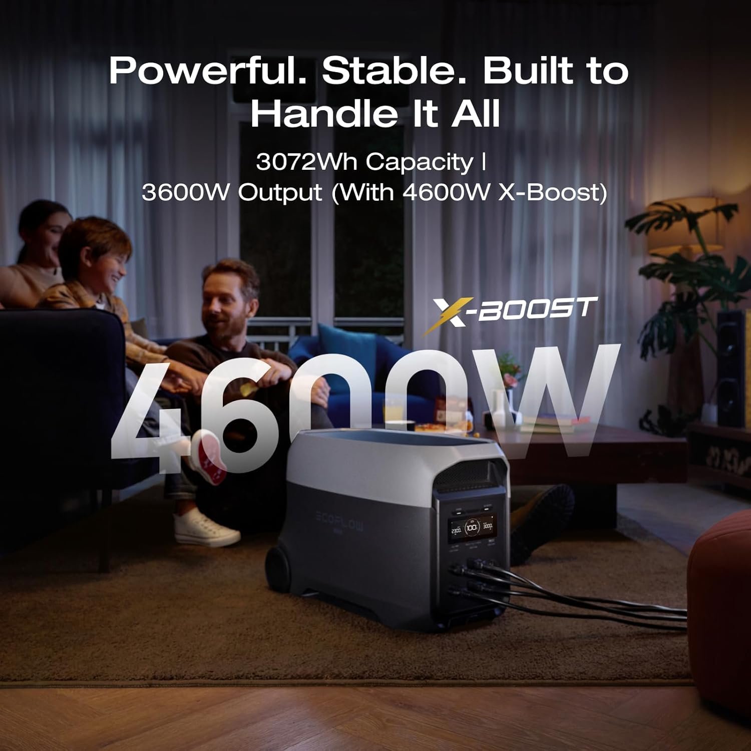 EF ECOFLOW Delta 3 Ultra 3072Wh Solar Generator with 400W Solar Panel | Portable Power Station with LFP Battery, 3600W (Surge 7200W) Output, Solar Generator for Home Use, RV, Camping Accessories - Image 3