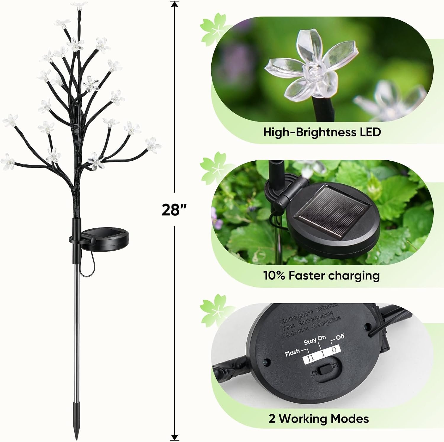 8 Pack Solar Lights Outdoor Waterproof, Garden Lights Solar Flowers | 2 Modes 160LED, Fairy Garden Decor for Outside, Yard, Patio, Pathway, Lawn Decorations, Gardening Gifts for Women Mom - Image 5
