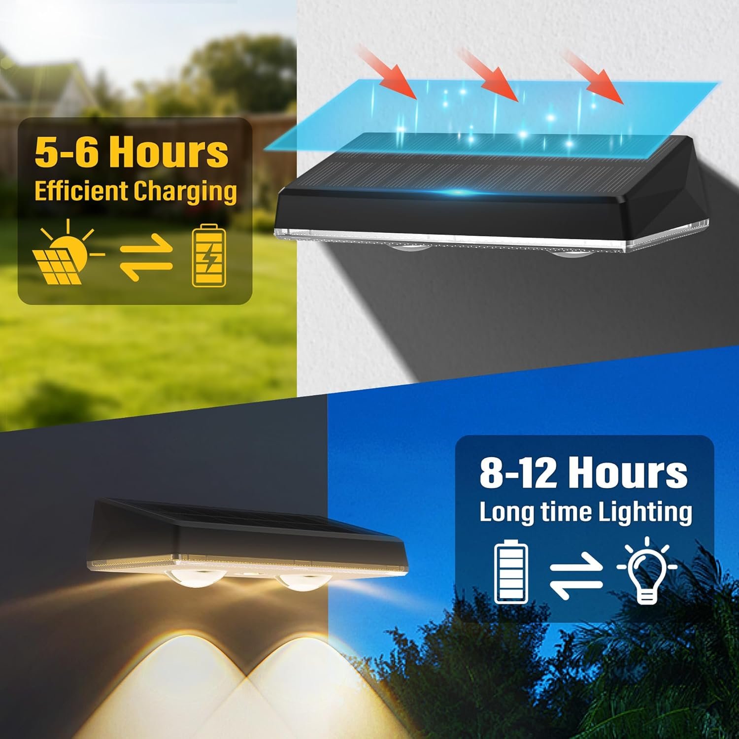 Solar Fence Lights Outdoor, 16 Pack Fence Lights Solar Powered Waterproof IP67 with 8 Color Modes, Dusk to Dawn Auto-Work Solar Lights for Wall, Patio, Garden, Backyard - Image 3