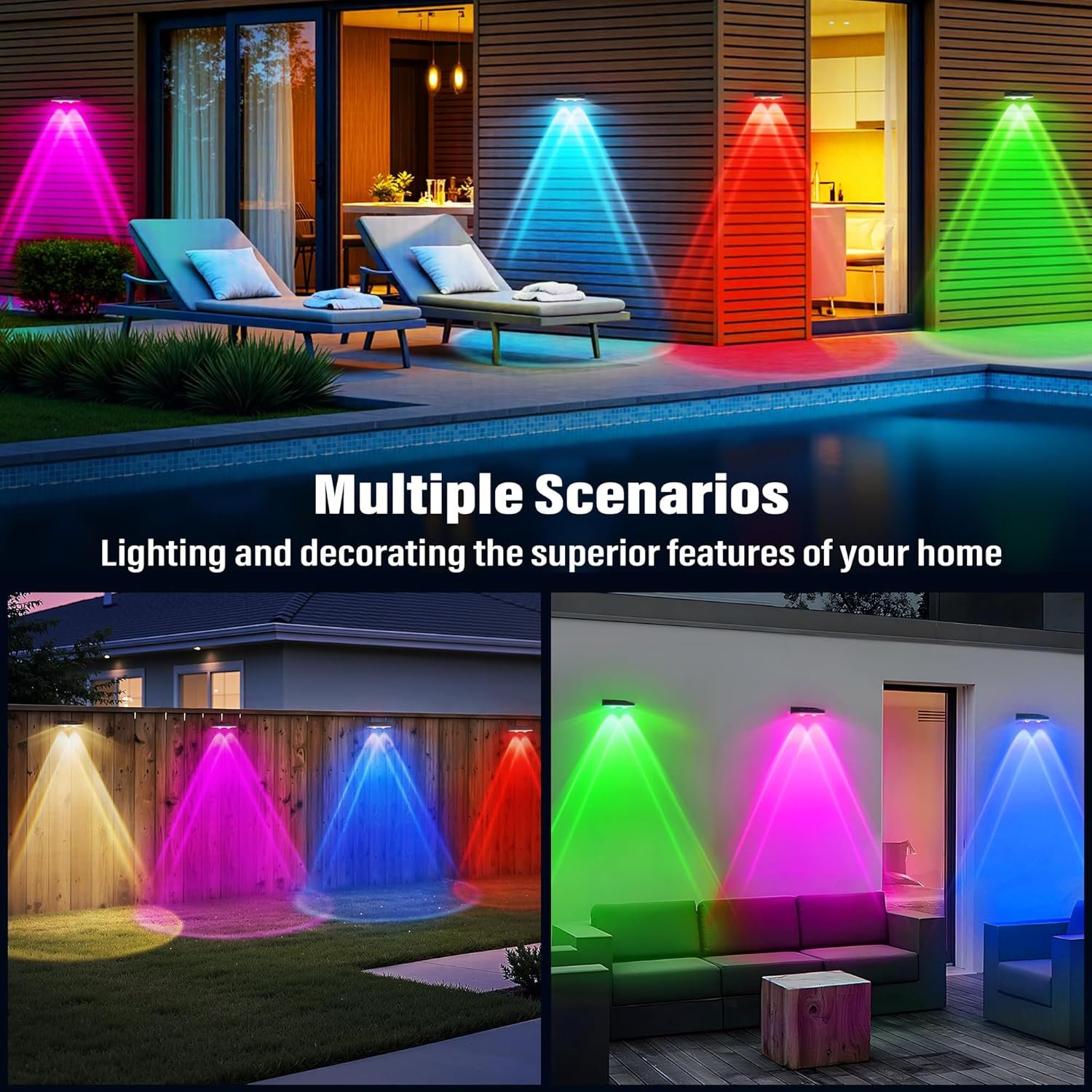 Solar Fence Lights Outdoor, 16 Pack Fence Lights Solar Powered Waterproof IP67 with 8 Color Modes, Dusk to Dawn Auto-Work Solar Lights for Wall, Patio, Garden, Backyard - Image 6