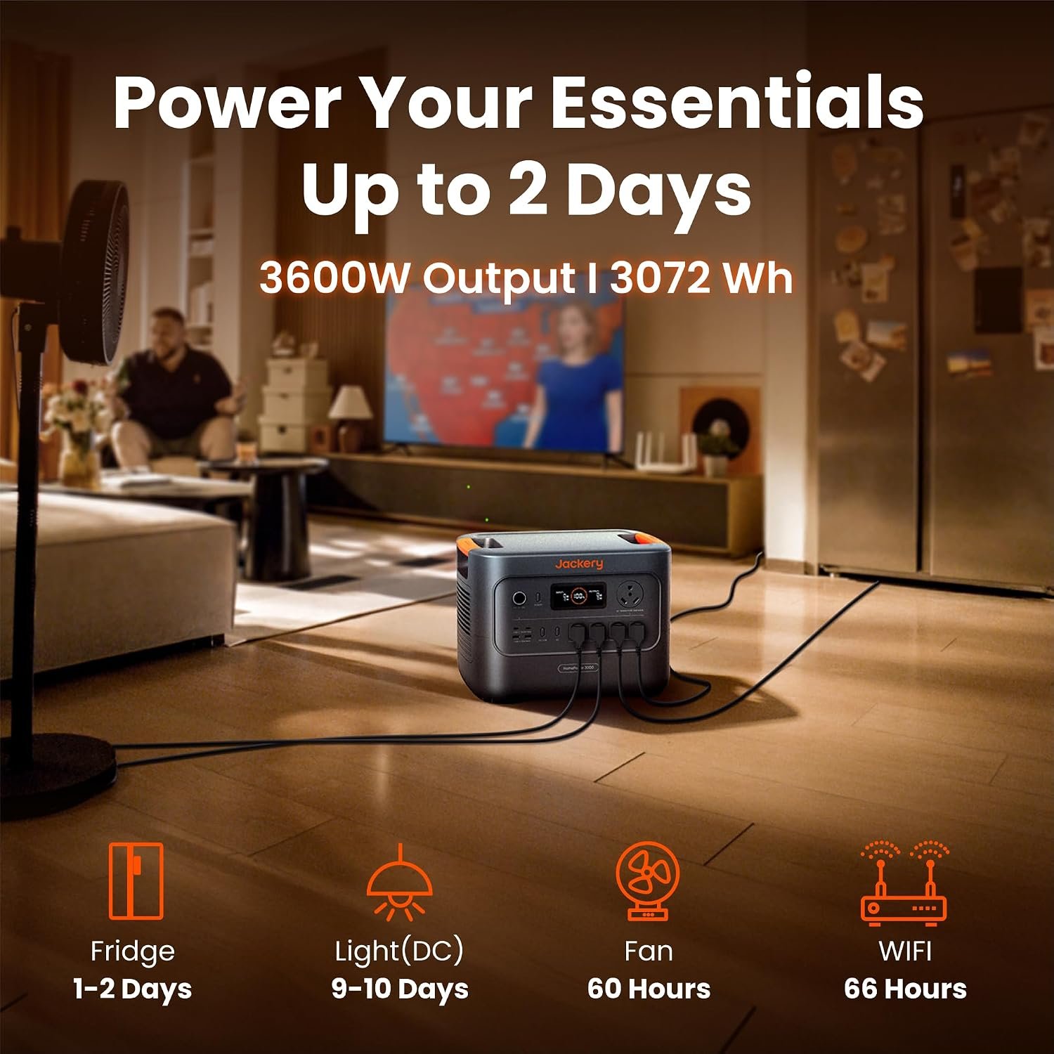 Jackery HomePower 3000 Portable Power Station, 3072Wh, 3600W AC Output | 7200W Surge, LFP Battery, Solar Generator, Essential Home Backup for Home Use, Power Outage (Solar Panel Optional) - Image 2