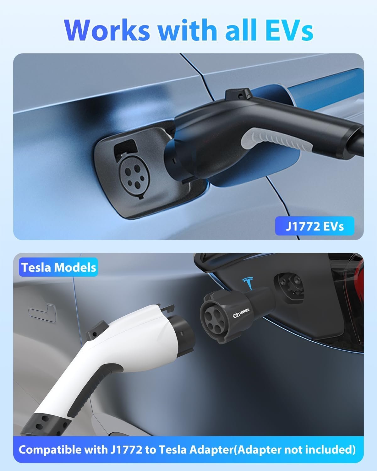 EV Charger Extension Cable, J1772 Extension Cable 50A 21FT Charging Cord for Electric Vehicle 110V-240V Compatible for All SAE J1772 Chargers (50A - 21FT) - Image 7