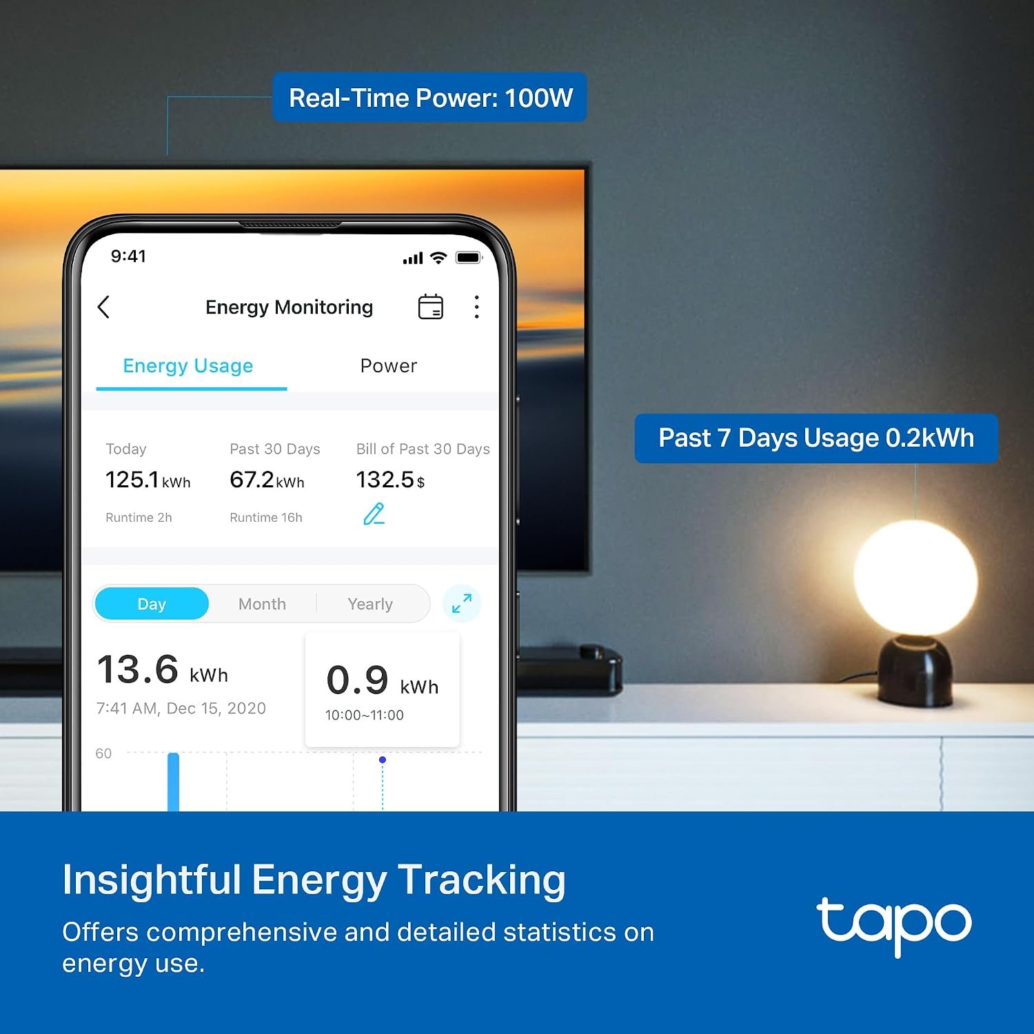 TP-Link 𝗧𝗮𝗽𝗼 Smart Plug Wi-Fi Mini, Energy Monitoring, Compatible with Alexa & Google Home & Samsung SmartThings, Timer, 15A/1800W Max, ETL Certified, 2.4G Wi-Fi Only, Tapo P115(4-Pack) - Image 2