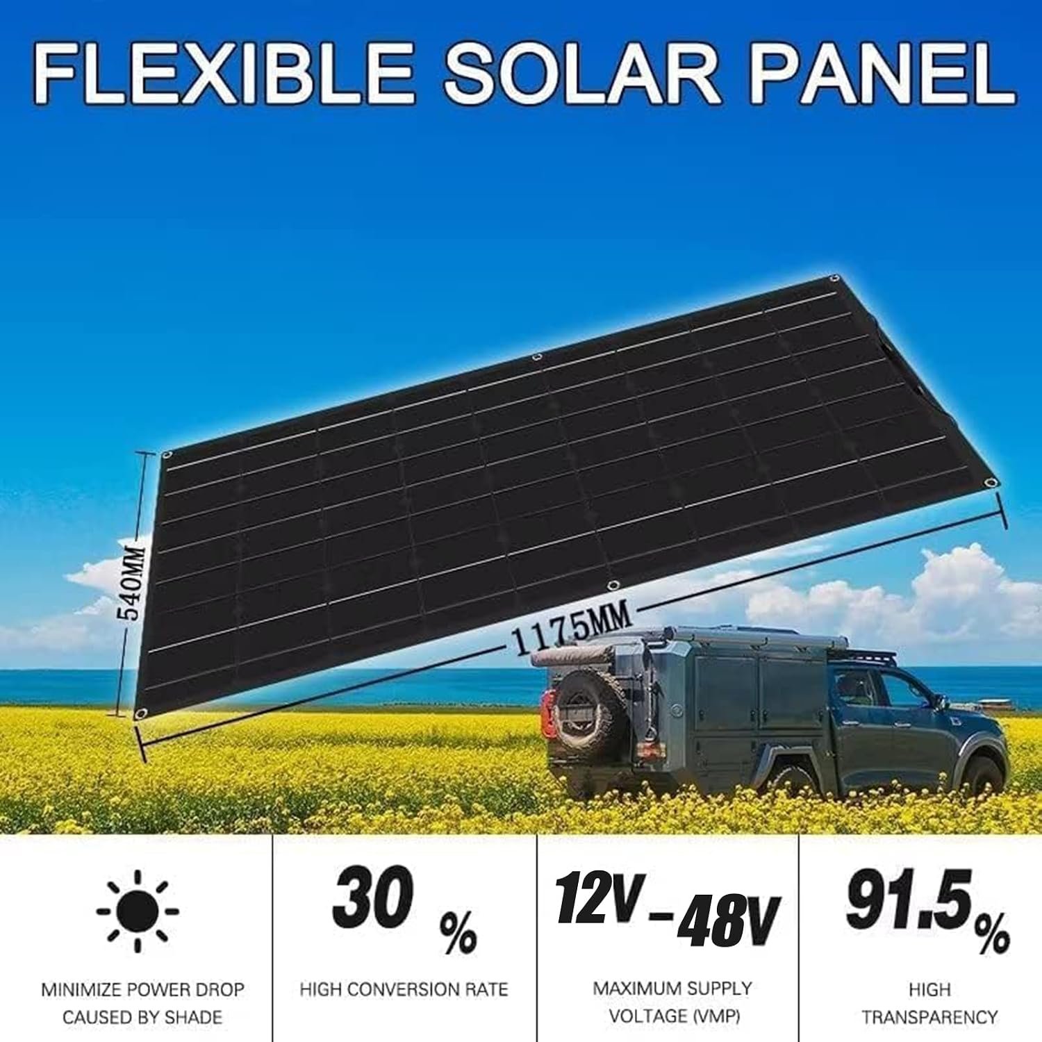 1000 Watt Solar Panel Kit, with Inverter & Charge Controller(40A) 2pcs 500 Watt Flexible Monocrystalline Solar Panel kit Photovoltaic Module for 12-48V Battery Charging Car Battery Camper RV - Image 6