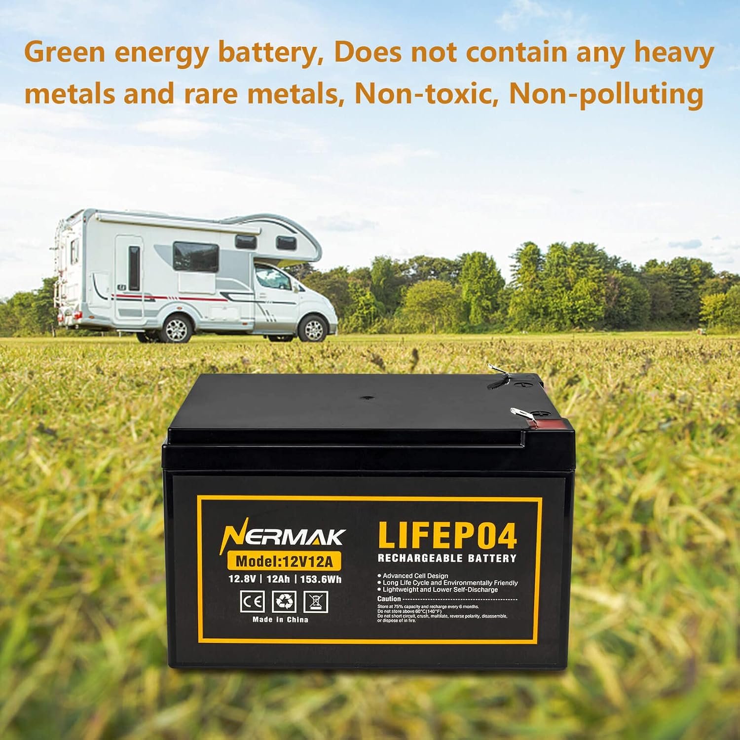 NERMAK 12V 12Ah LiFePO4 Deep Cycle Battery, 2000+ Cycles Lithium Iron Phosphate Rechargeable Battery for Power Wheels, Fish Finder, Solar and More, Built-in 15A BMS - Image 4