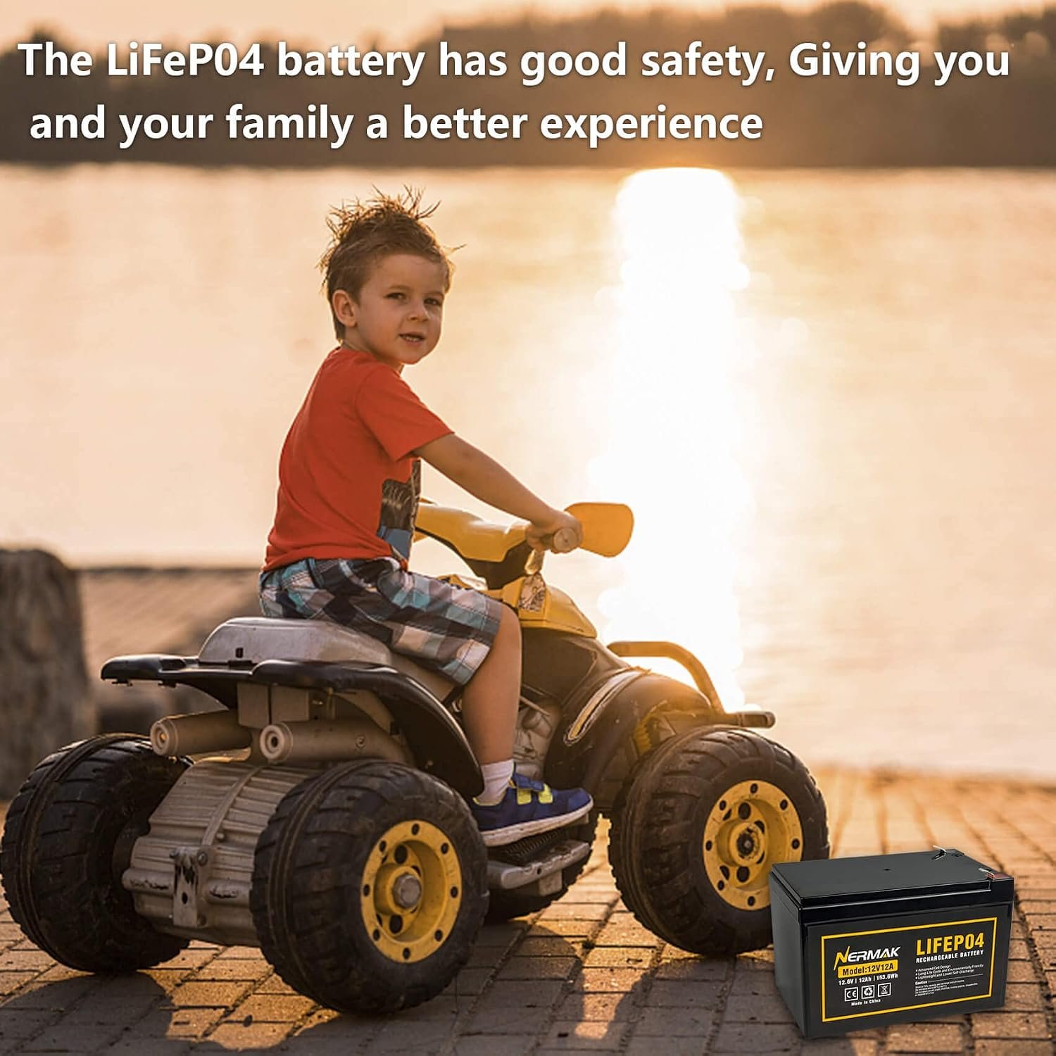 NERMAK 12V 12Ah LiFePO4 Deep Cycle Battery, 2000+ Cycles Lithium Iron Phosphate Rechargeable Battery for Power Wheels, Fish Finder, Solar and More, Built-in 15A BMS - Image 5