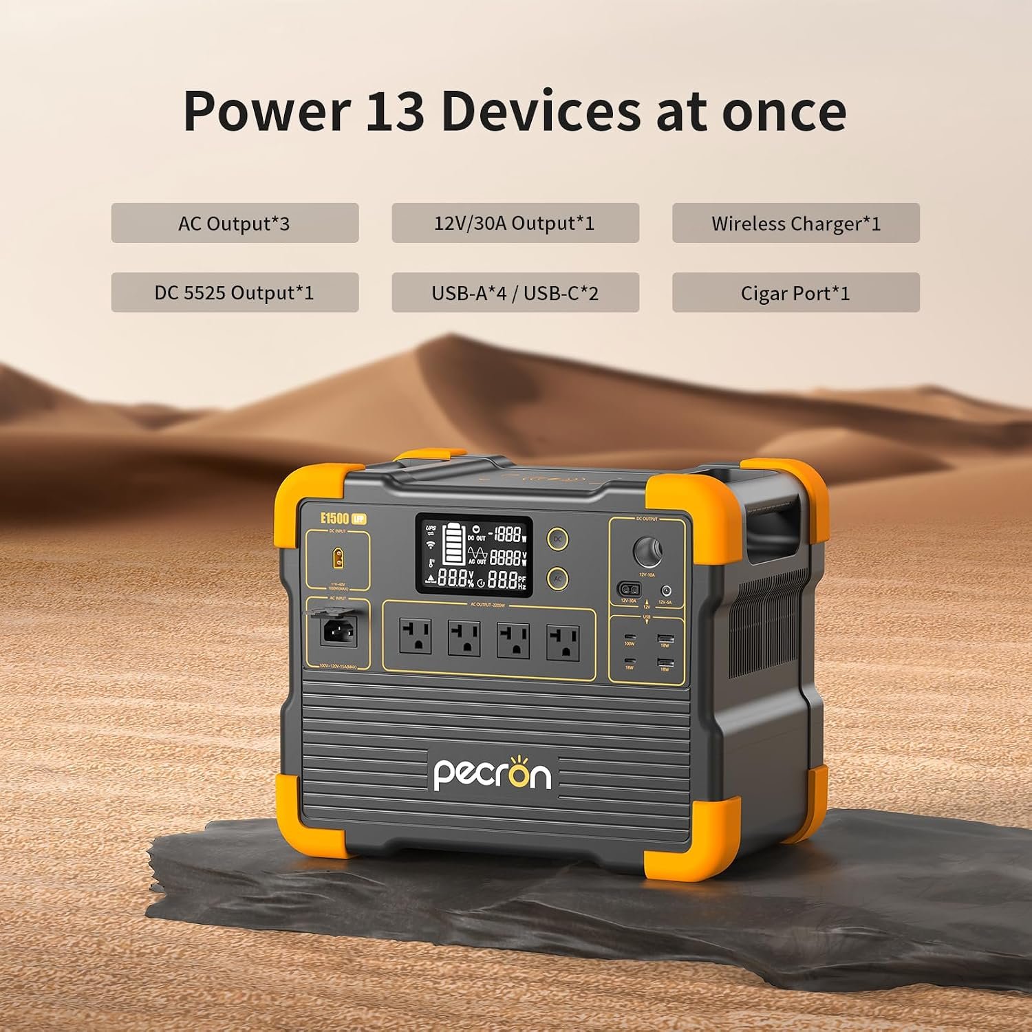 PECRON Portable Power Station E1500LFP with 200W Solar Panel, 1536Wh Solar Generator, 2200W AC Output LiFePO4 Battery Backup, Fast Charging Power Station for Home use, RV, and Outdoor Camping - Image 5