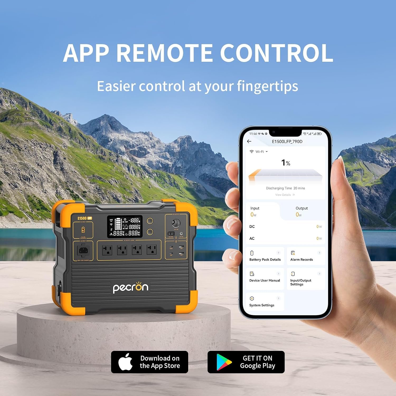 PECRON Portable Power Station E1500LFP with 200W Solar Panel, 1536Wh Solar Generator, 2200W AC Output LiFePO4 Battery Backup, Fast Charging Power Station for Home use, RV, and Outdoor Camping - Image 7