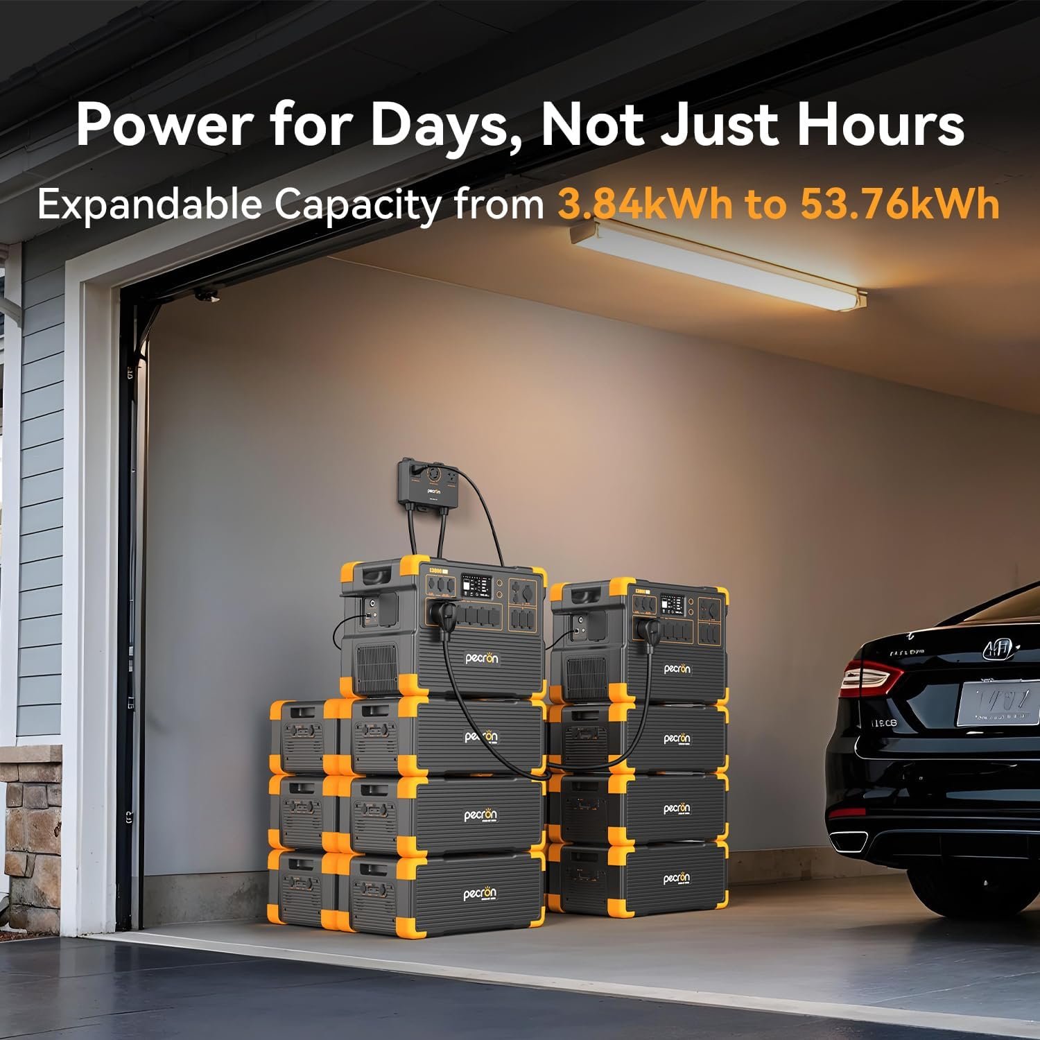 PECRON Portable Power Station Two E3800 LFP with 240V Double Voltage Hub, 3840Wh LiFePO4 Battery Backup, 4200W Solar Generator, Expandable to 53.76kWh Power Station, Fast Charging for Home, Camping - Image 8