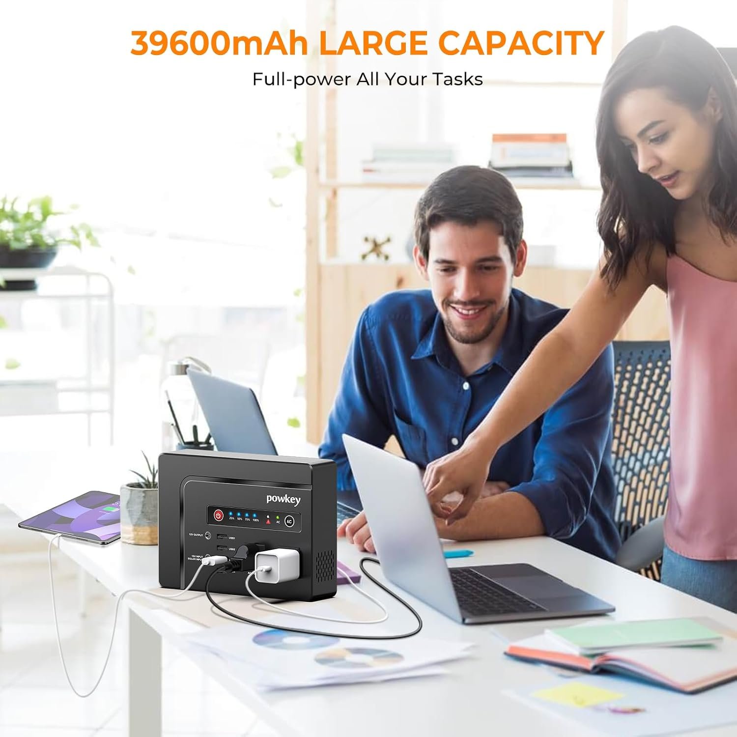 Portable Power Station 200W, Rechargeable Battery Powered with AC Outlet | Powkey 146Wh Solar Generator with 120V AC Outlet, Lithium Battery Pack Backup Power Supply for Camping Travel Outdoor Home - Image 2