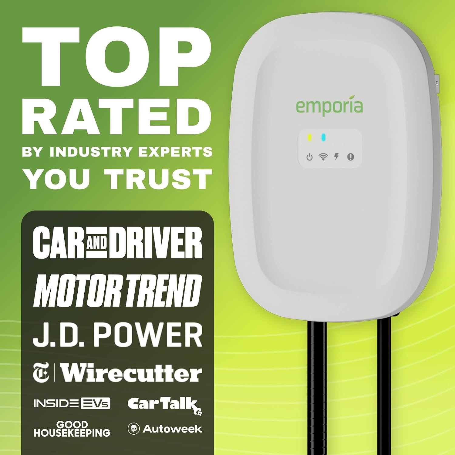 EMPORIA Level 2 EV Charger - NEMA 14-50 EVSE w/NACS, Compatible with Tesla - 48 amp EV Charger Level 2, 240v Electric Vehicle Charging Station, UL/Energy Star, 25ft Cable, White - Image 2
