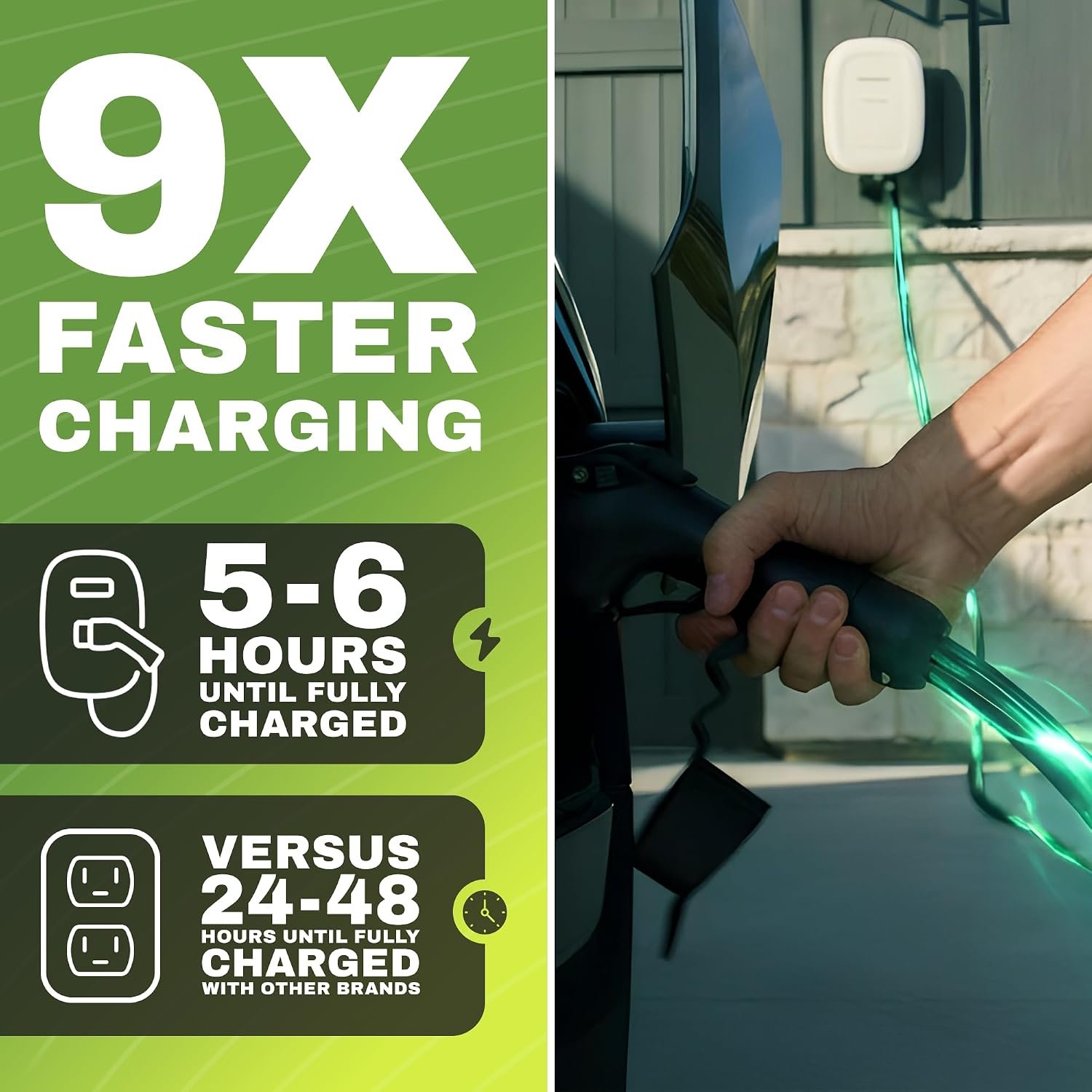 EMPORIA Level 2 EV Charger - NEMA 14-50 EVSE w/NACS, Compatible with Tesla - 48 amp EV Charger Level 2, 240v Electric Vehicle Charging Station, UL/Energy Star, 25ft Cable, White - Image 3