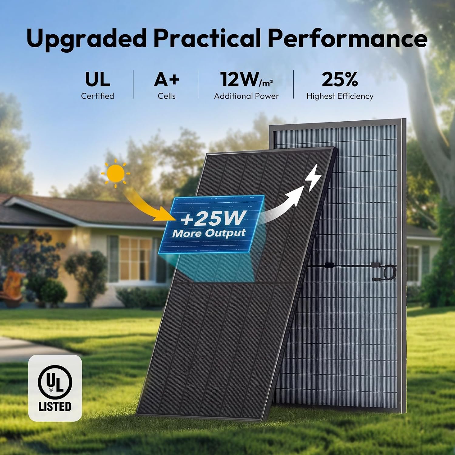 JJN Bifacial 425 Watt Solar Panel, N-Type UL 61730 16BB Solar Panels, 25% High Efficiency Monocrystalline Solar Module for 12V/24V/48V PV System for Homes Rooftop Farm RV and Off-Grid Applications - Image 2
