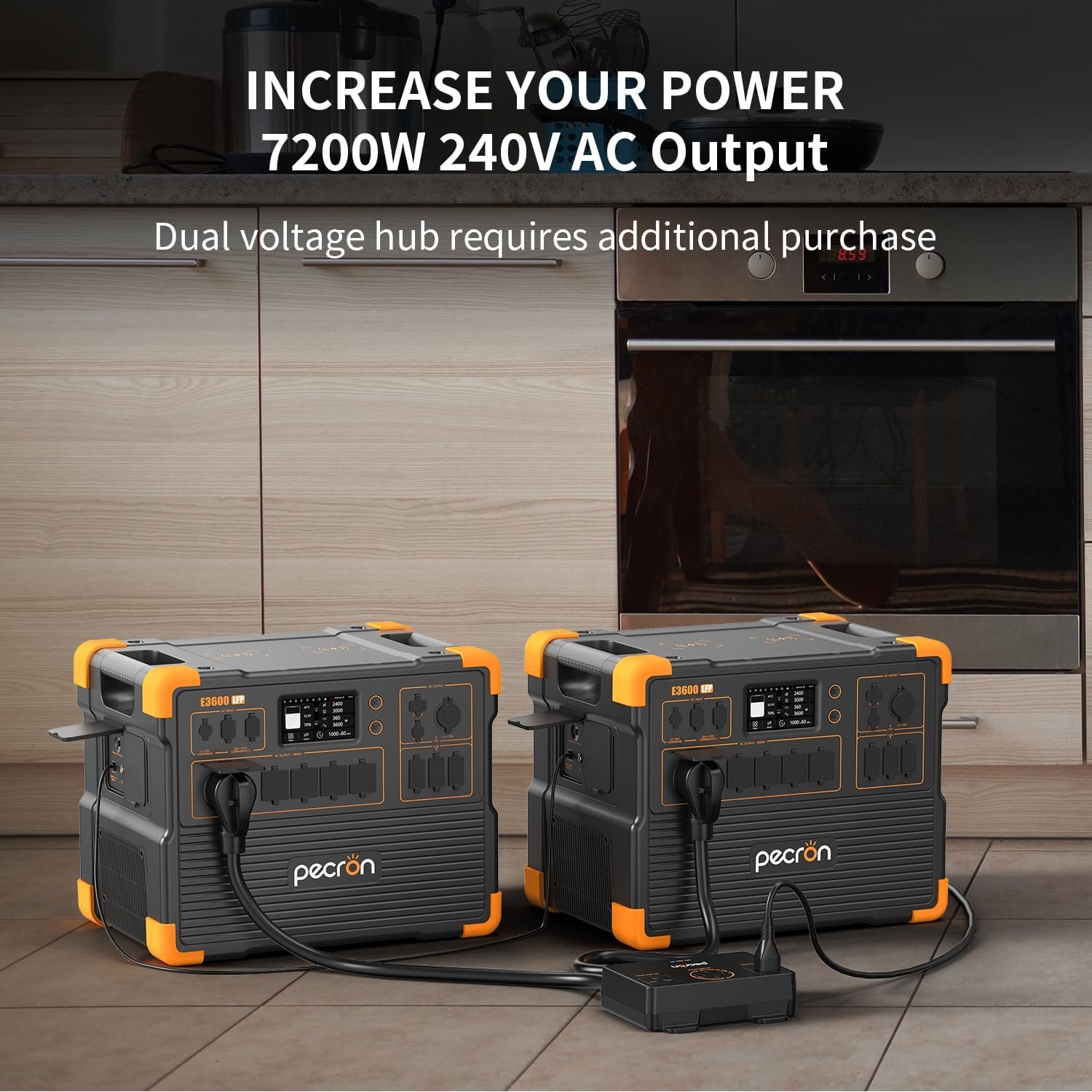 PECRON Portable Power Station 3072Wh E3600LFP with Trolley, 5x3600W AC Outlets Power Station, LiFePO4 Battery Backup Expanded to 18.43kWh, Solar Generator for Home Use, RV, Camping, CPAP, Emergency - Image 3