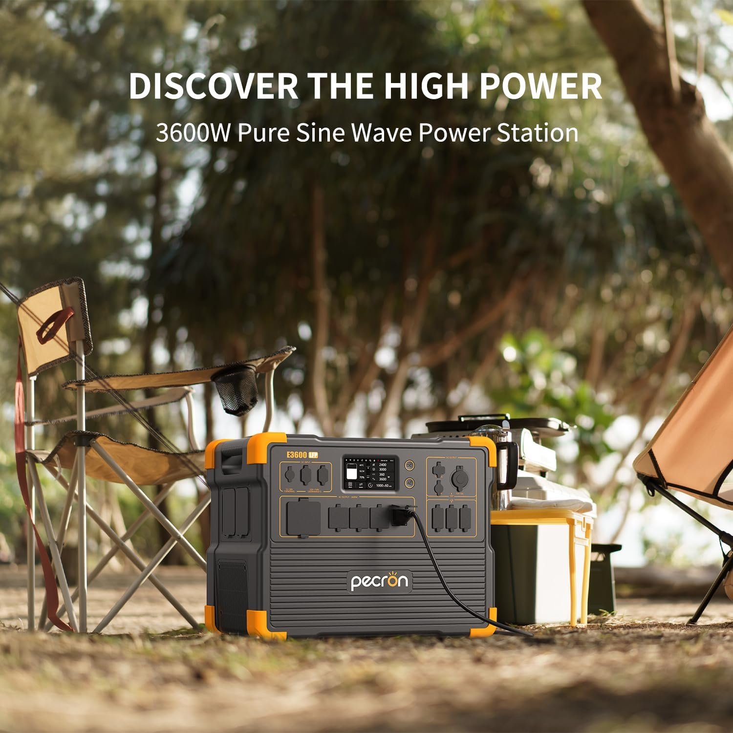 PECRON Portable Power Station 3072Wh E3600LFP with Trolley, 5x3600W AC Outlets Power Station, LiFePO4 Battery Backup Expanded to 18.43kWh, Solar Generator for Home Use, RV, Camping, CPAP, Emergency - Image 5