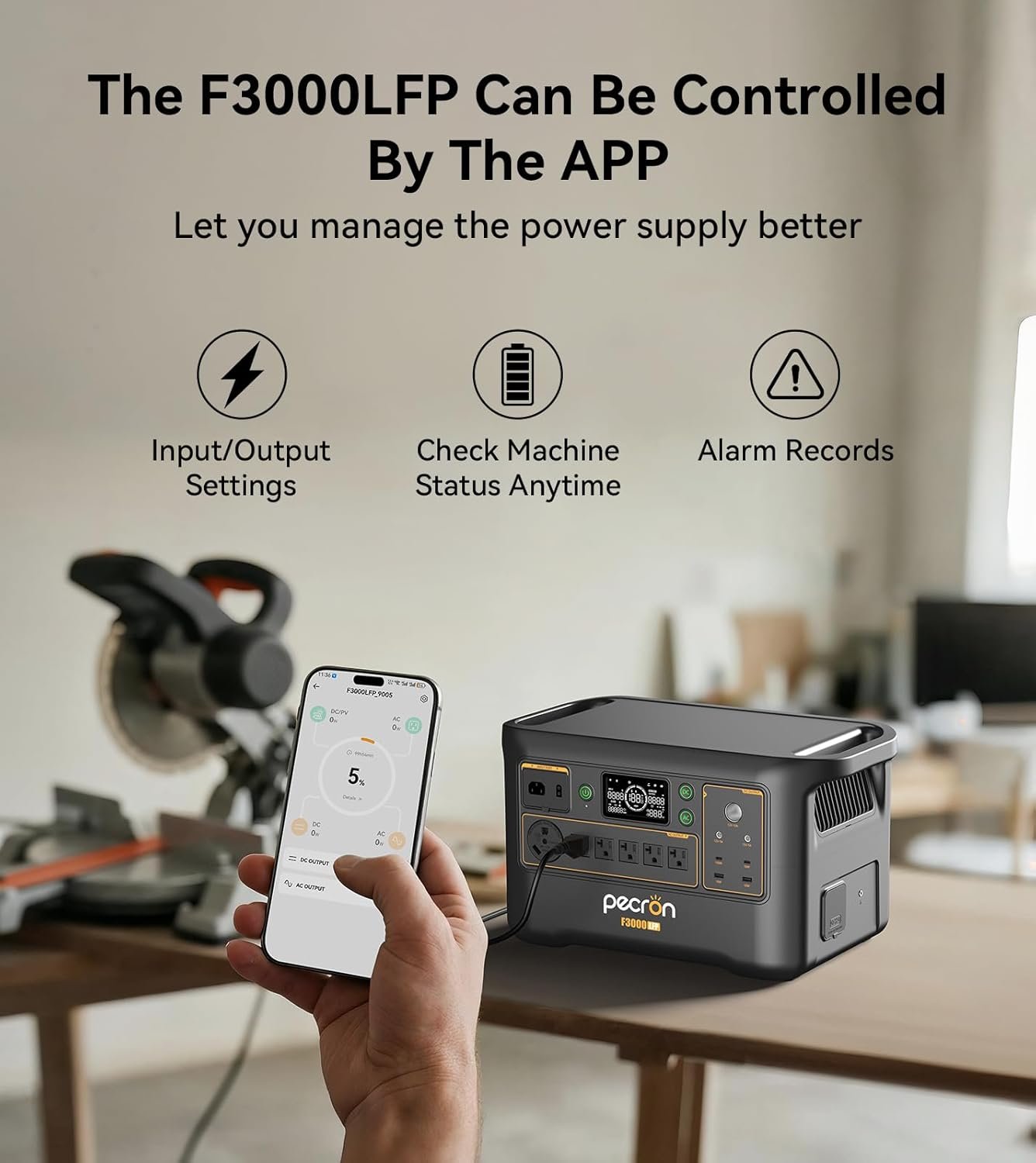 PECRON Portable Power Station F3000LFP with Cart Kit, 3072Wh Solar Camping Generator, 3600W Solar Generator for RV, Home Use, CPAP - Image 7