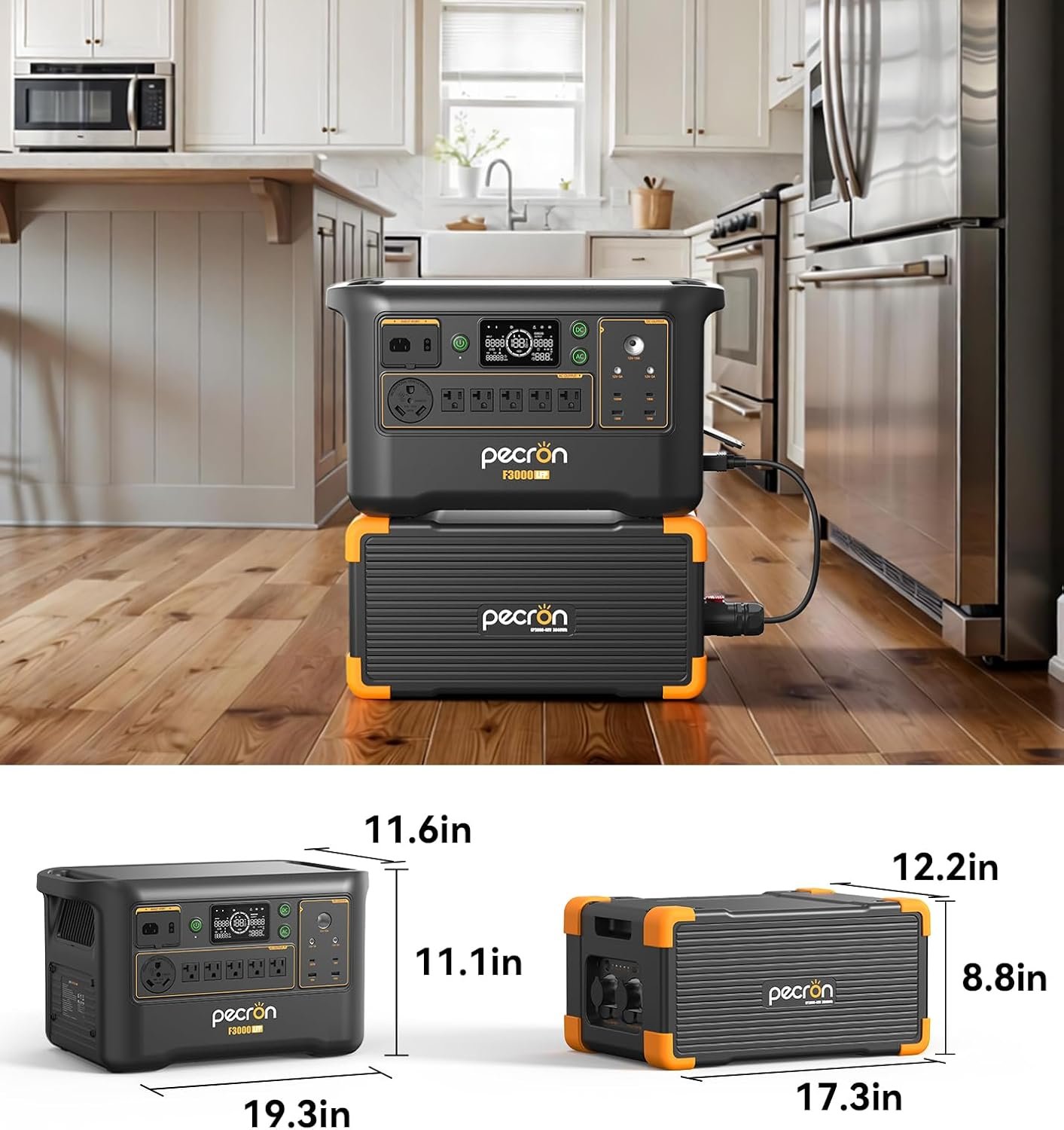 PECRON Portable Power Station F3000LFP with Cart Kit, 3072Wh Solar Camping Generator, 3600W Solar Generator for RV, Home Use, CPAP - Image 8