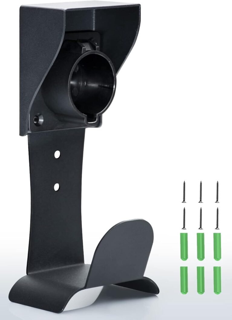 EV Charger Holder Wall Mount J1772 Holder, No Cable Cutting, Outdoor/Indoor, EV Cable Holder and Electric Car Plug Nozzle Holster Dock Combination for SAE J1772 Connector