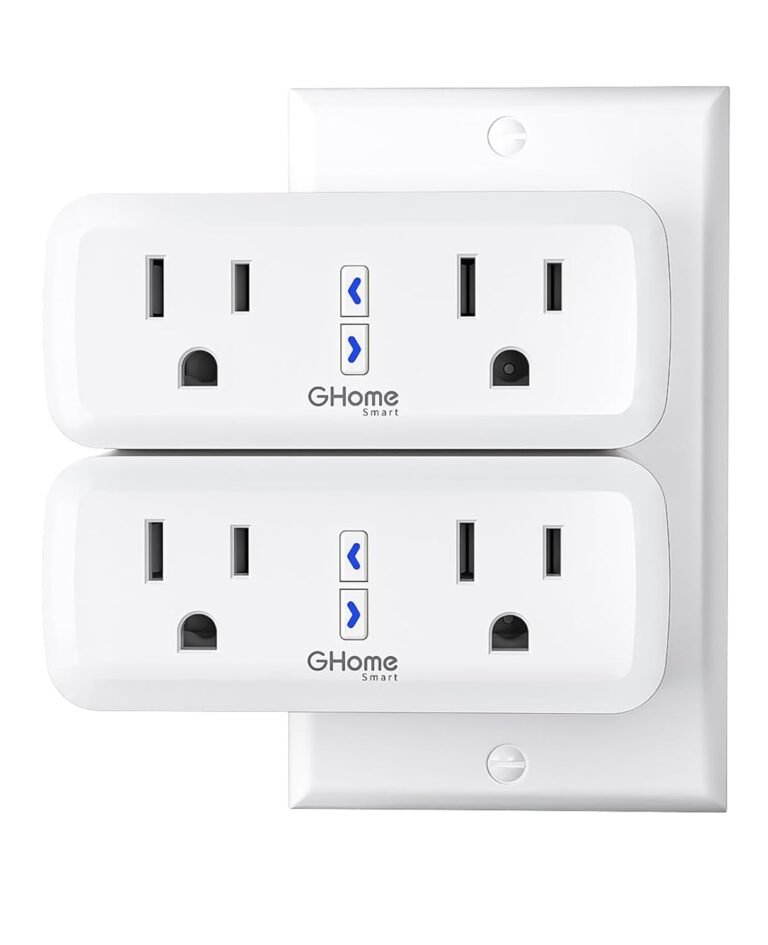 Dual Smart Plug 15A, GHome Smart Plugs Work with Alexa and Google Home, 2-in-1 Compact Smart Outlet Timer with APP Remote Control, 2.4GHz Wi-Fi Only, No Hub Required, FCC Listed, 2 Pack