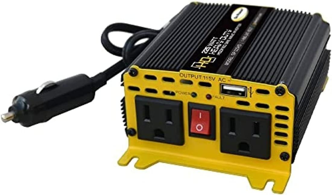 Go Power GP-225HD Heavy-Duty Modified Sine Wave Power Inverter, 225 Watt, 12V Input, Dual AC Outlets, Compact and Portable Solution for Small Electronics, Travel, and Outdoor Use - Image 6