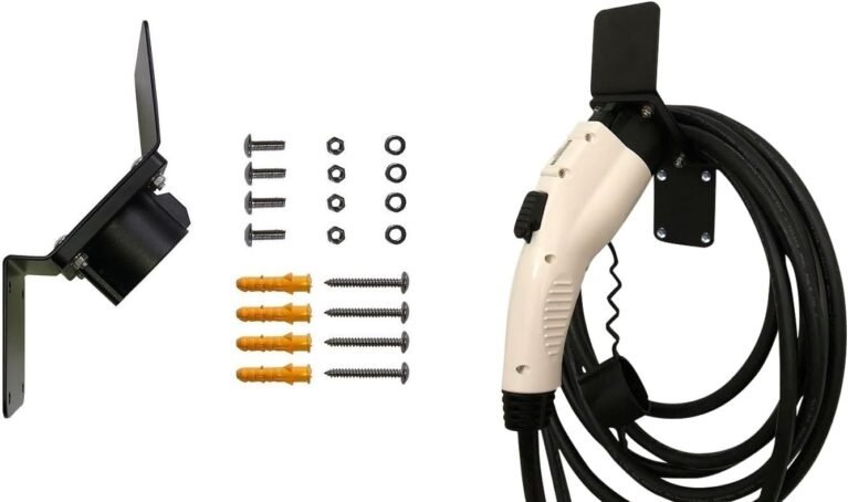 EVSE EV PHEV Electric Vehicle Charger Charging Cord Hanger and Plug Nozzle Dock Holster Holder Compatible with SAE J1772 Angle Heavy Duty Steel Cable Organizer Hook
