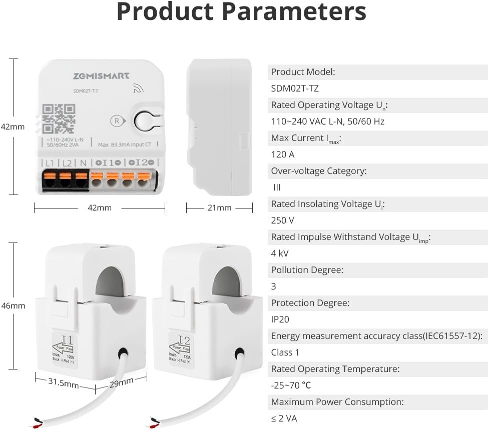 Zigbee Home Energy Monitor with 2 x 120A CTs and Live Usage Tracking | 2 x 120A CTs, Live electricity usage, Zigbee connection, Home Assistant and Zigbee2MQTT support - Image 7