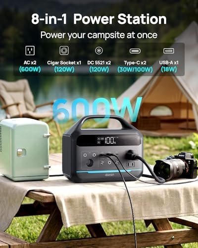 DARAN Portable Power Station 600W with 80W Solar Panel, 288Wh LiFePO4 Solar Generator, Dual AC Outlets, 100W USB-C PD, Fast Recharge for Camping, RV, Power Outage, Emergency Backup - Image 2