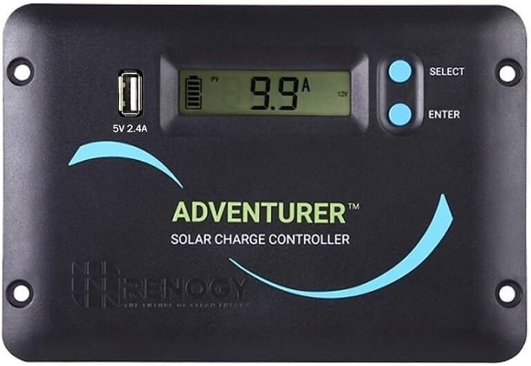 Renogy 12V/24V 30A Adventurer PWM Solar Charge Controller Negative Ground | 50V PV input, LCD，AGM/Gel/Flooded (auto), Li (manual), overcharge/short protection, USB 2.4A, flush-mount, for RVs/off-grid