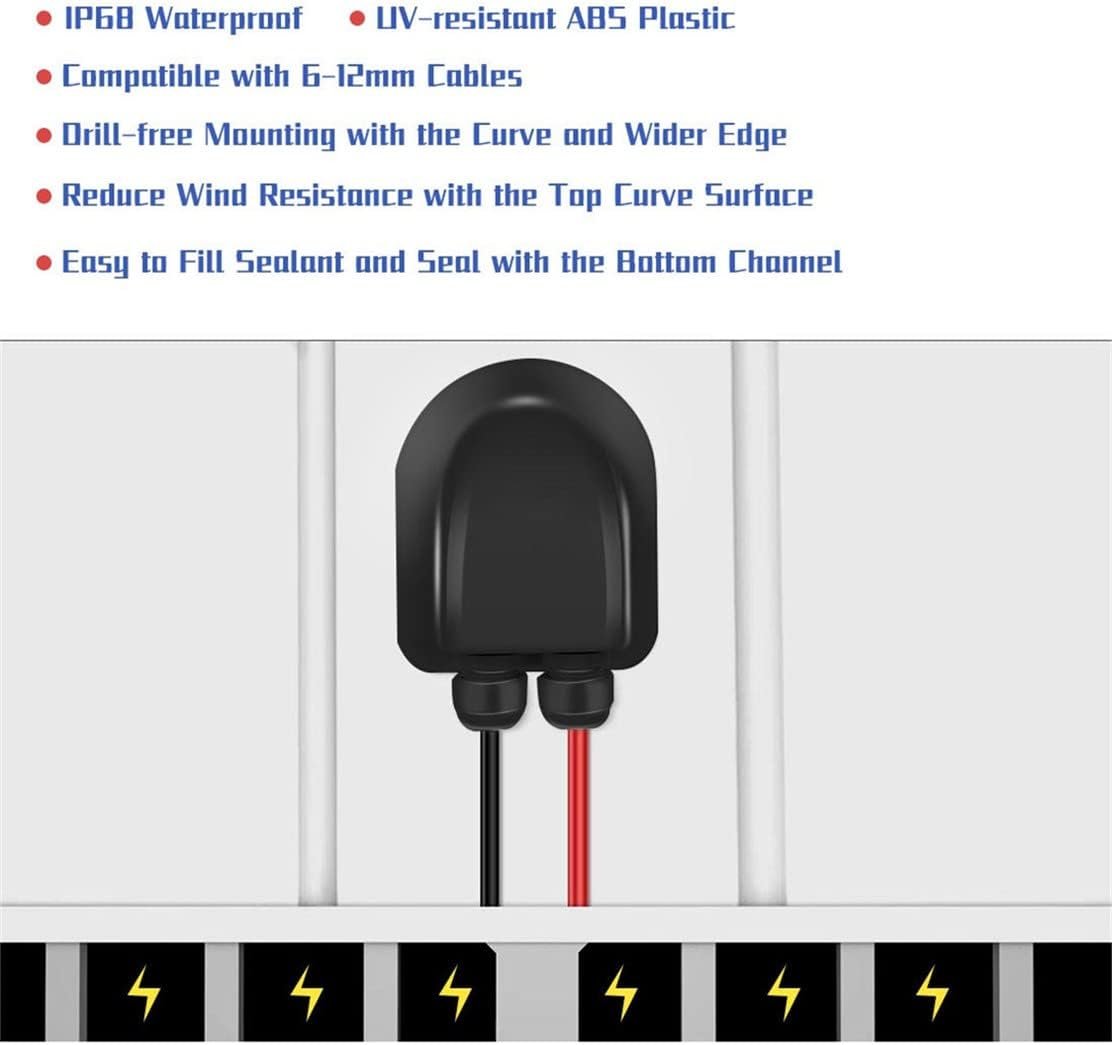 Solar Cable Entry Gland Waterproof Double Cable Connector Cover Solar Photovoltaic Junction Box Plastic Bracket Curved ABS Dual Wire Entry Housing for Solar Panels of RV, Caravan Boat - Image 5