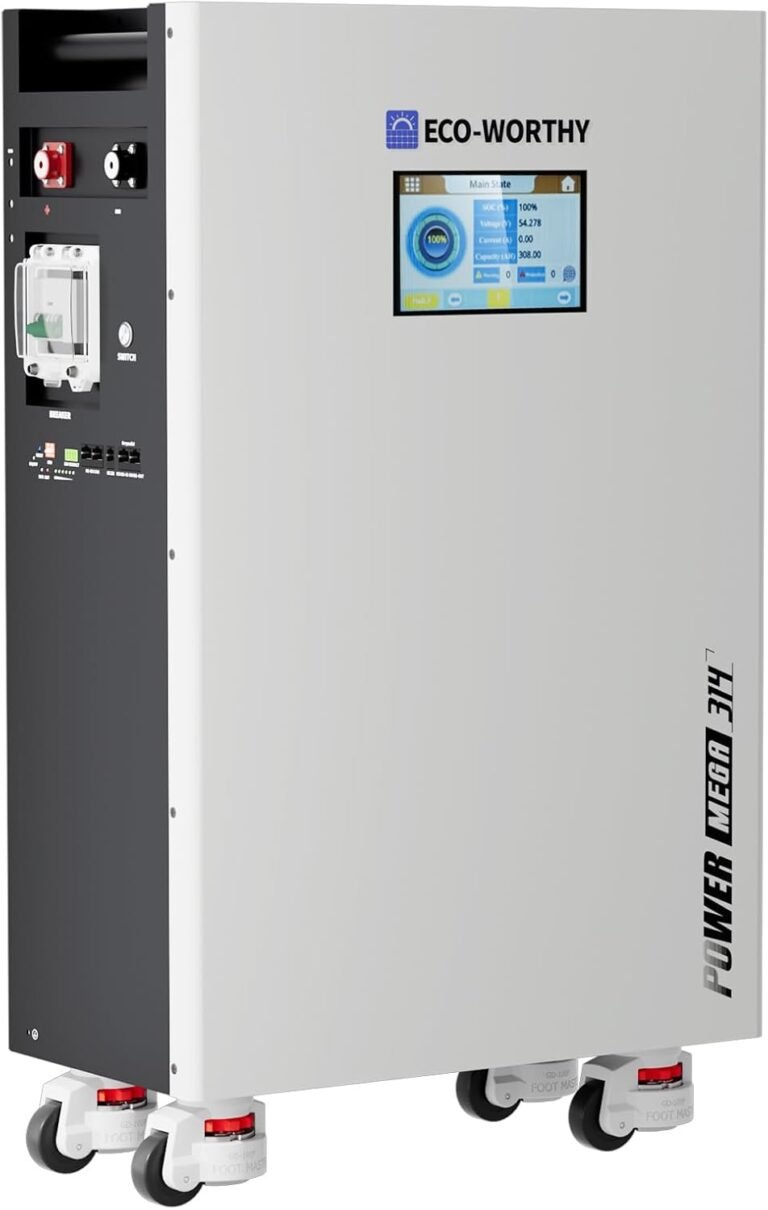 ECO-WORTHY Powermega 48V 314Ah LiFePO4 Battery, 16.1kWh Energy Storage | with Breakers, 200A Active Balancing BMS, Aerosol Fire Protection, 7" LCD and Bluetooth