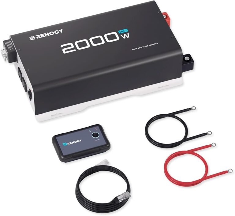Renogy 2000W Pure Sine Wave Inverter 24V DC to 120V AC for RV Truck Home | 92% Energy Efficiency, Off-Grid Solar Power Inverters for Vehicles with 2 GFCI AC Outputs, Remote Control, 4000W Peak Power