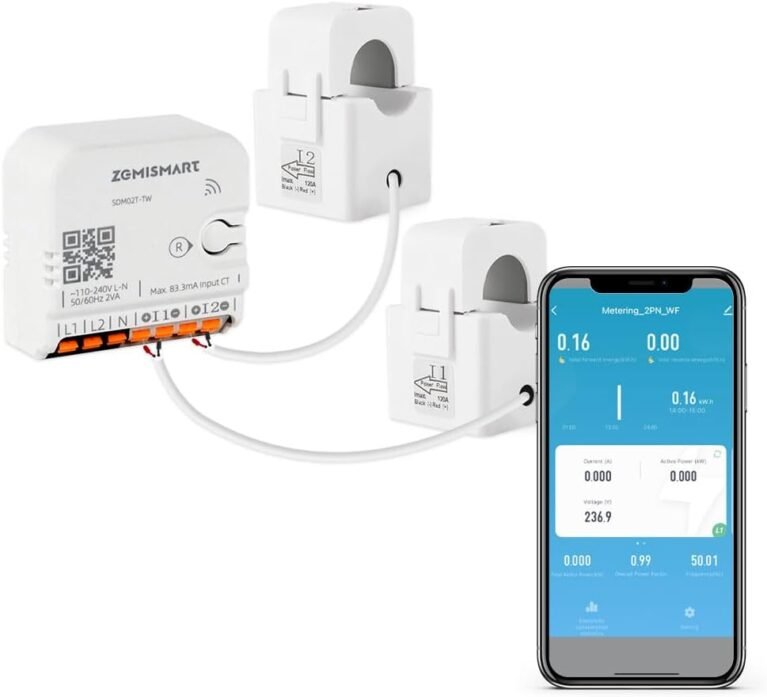 WiFi Home Energy Monitor with 2 x 120A CTs and Power Tracking | 2.4 GHz WiFi, 2 x 120A CTs, Live energy use, Bi-directional tracking, Single-phase 3-wire