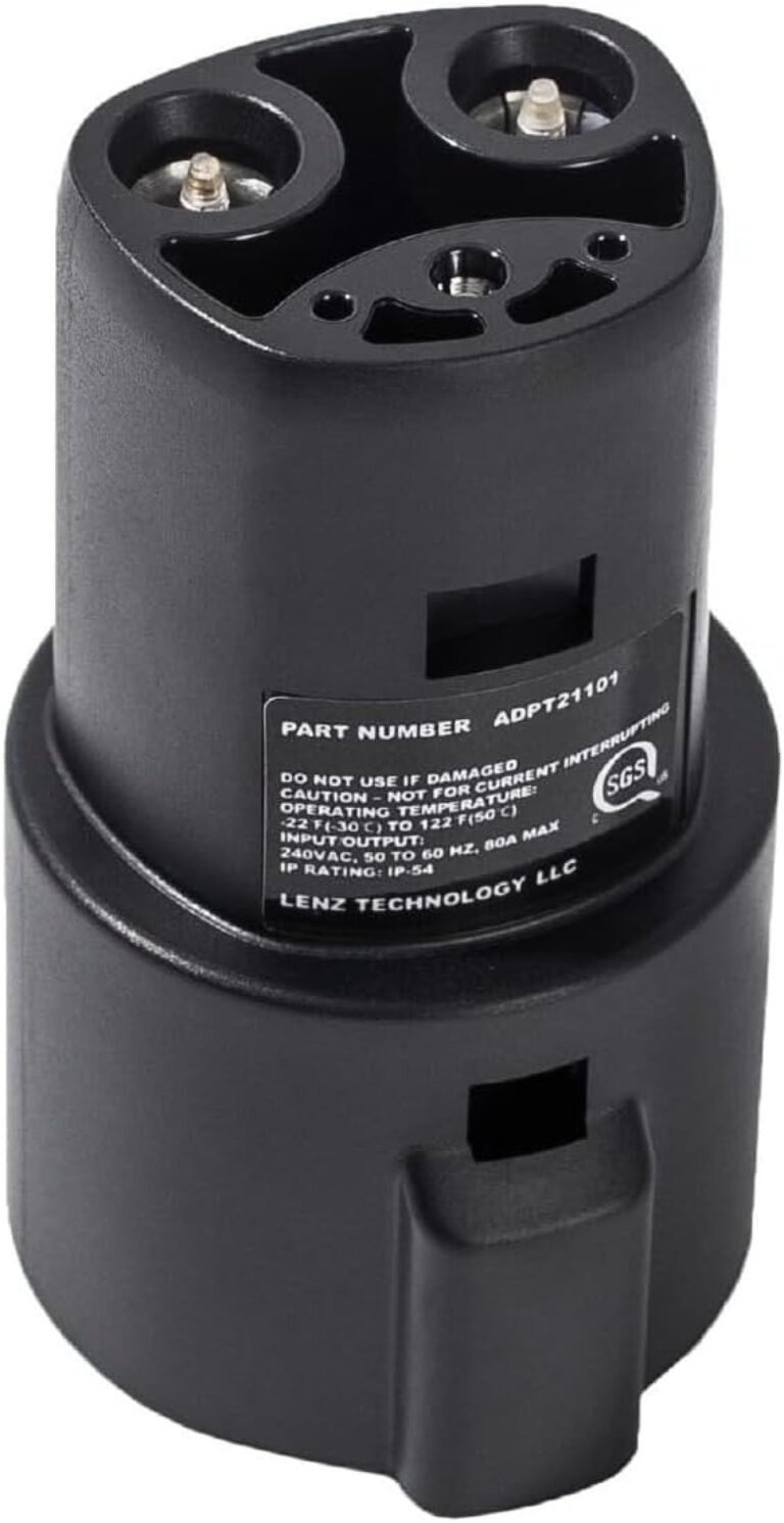 LENZ J1772 to NACS Adapter for Tesla and NACS EVs, 80A, UL 2251 | Level 1 and 2 AC Chargers, 80A 250V, IP54, fits Tesla, Hyundai, Kia, Rivian, Toyota bZ, Lexus RZ, Lucid, 2-year support