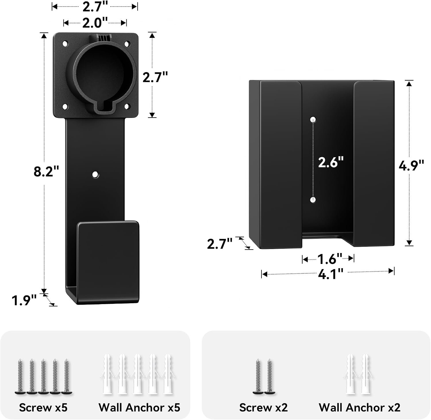 EV Charger Holder Wall Mount – J1772 Cable Organizer & Nozzle Holster with Storage Box for Electric Vehicle Charging - Image 7