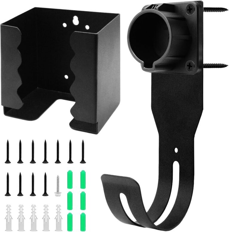 EV Charger Holder Wall Mount Kit EV Charger Holster Dock for SAE J1772 Connector, J-Hook EV Charger Cable Holder & EV Charging Box Holder for Electric Vehicles Outdoor/Indoor