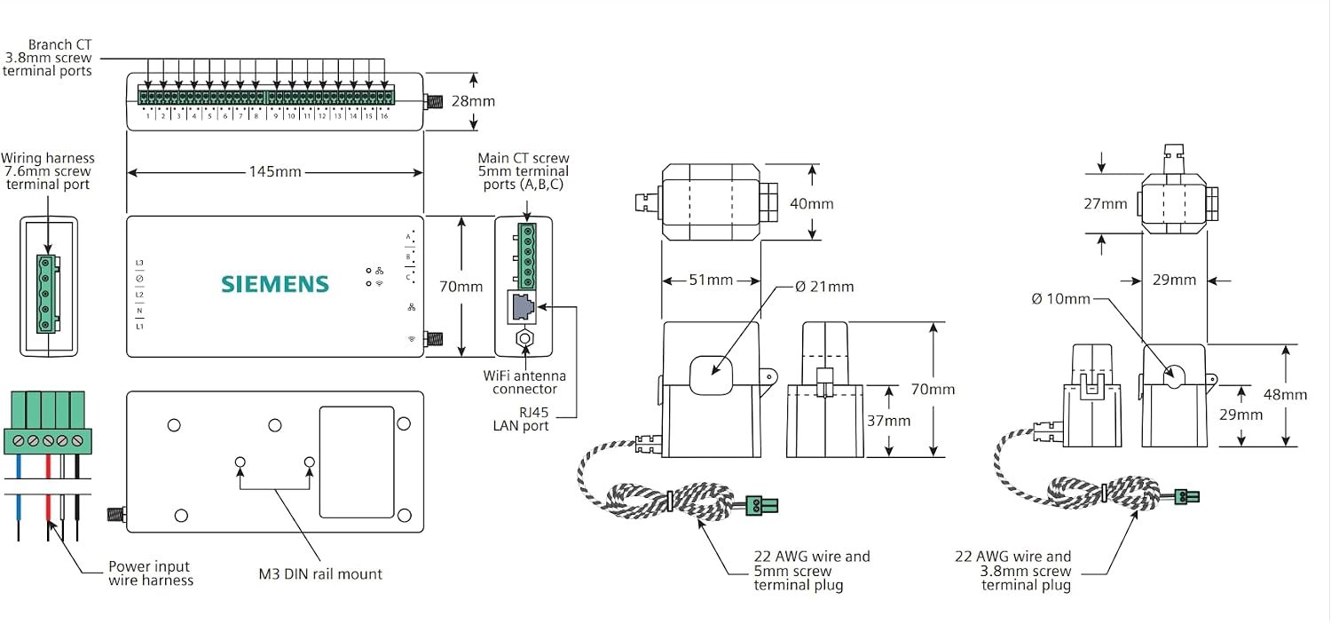 SIEMENS Inhab Smart Home Energy Monitor with 16-50Amp Circuit Level Sensors and 2-200Amp Main Sensors for Real Time Electricity Monitoring and Metering - Image 6