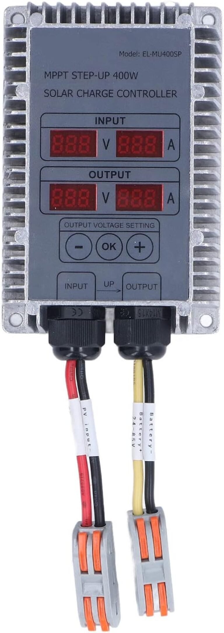 Solar Charge Controller, Boost MPPT 24‑85V Voltage LED Display Adjustable Waterproof Solar Panel Regulator, Multiple Protections Solar Controller for Lithium, Acid, Sealed, Gel, Flooded(400W)