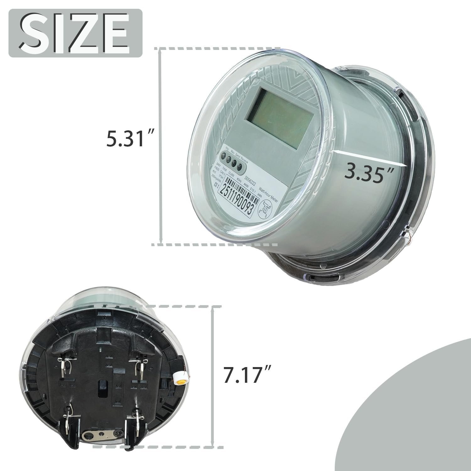 240V KWH Watt Meter - Electricity Usage Monitor | 1P3W (2 Hot wire, 1 Neutral), CL200 ANSI C12.1, 4-Jaw, Large LCD Backlight Display for Home & RV Power Consumption Monitoring - Image 5