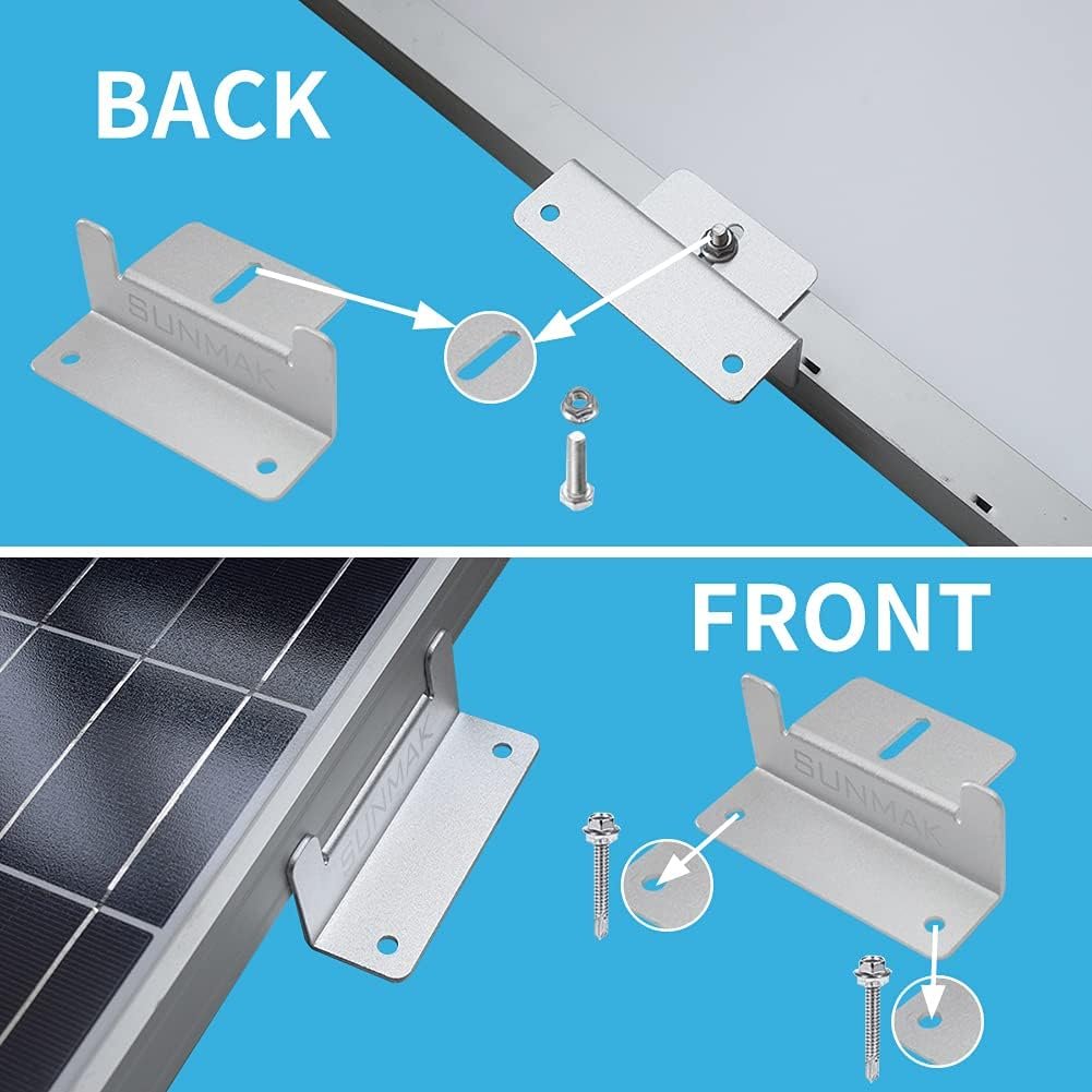 16 Units per Set Solar Panel Mounting Z Brackets, Solar Panel Mounting Brackets Lightweight Aluminum Corrosion-Free for RVs, Trailers, Boats, Yachts, Wall and Other Off Gird Roof - Image 3