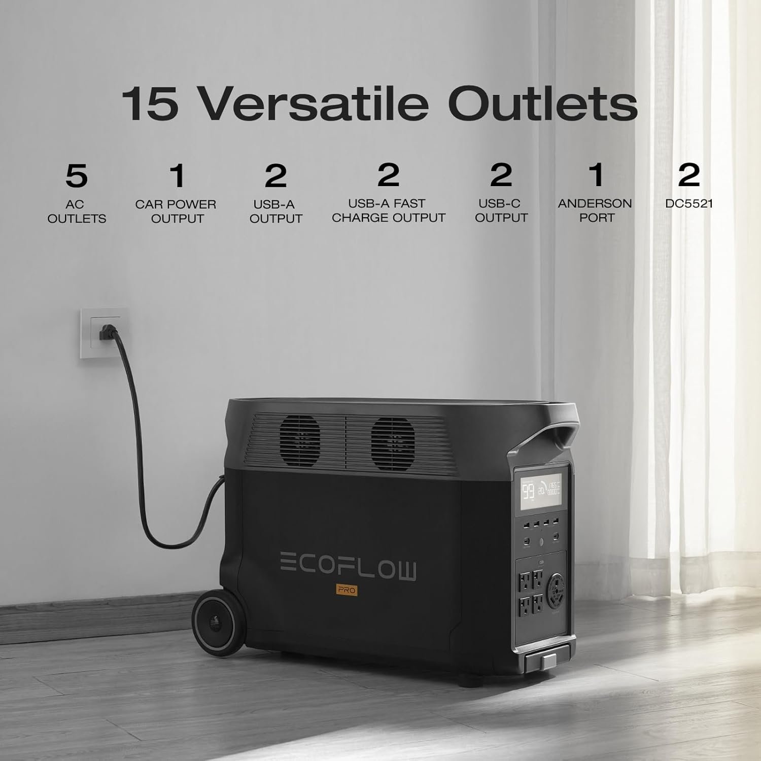 EF ECOFLOW Portable Power Station 3600Wh DELTA Pro, 120V 3600W AC Output | 2.7H Fast Charge Power Station, Expandable up to 25kWh, Solar Generator for Home Use, Power Outage, Camping, RV, Emergencies - Image 8
