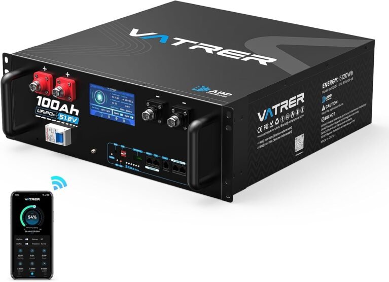 48V 100AH Lithium LiFePO4 Battery with UL1973 & WiFi Connectivity | Smart Display & APP, Max. 5.12KW Power Output, 5000+ Cycles, Perfect for Solar System &Off-Grid Applications