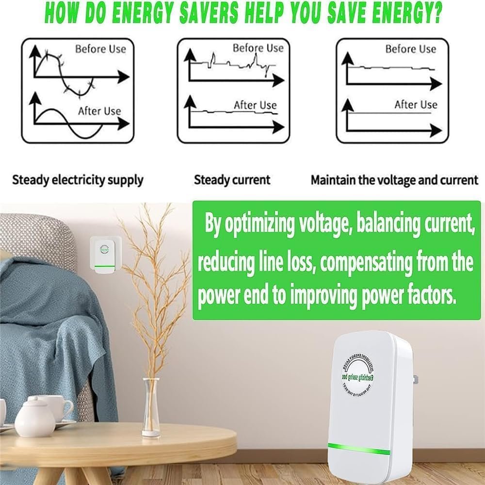 4PC Electricity Saving Box, Energy Saving Device Smart, Save Plug Power Saver Voltage Optimization Surge Protection Thermoregulation Outlet Home Office Compact Plug and Play Energy Efficiency - Image 4
